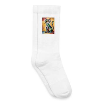 Cat Cubic - Kids Tennis Socks - white - Right