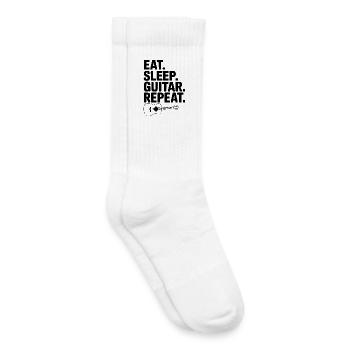 Essen. Schlafen. Gitarre. Wiederholen. - Kinder Tennissocken - Weiß - Rechts