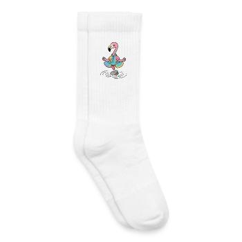 Flamingo Zen in meditation position - Kids Tennis Socks - white - Right