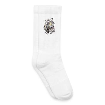 Ligne de feuilles avec accent doré - Chaussettes de tennis bio enfant - blanc - Droite