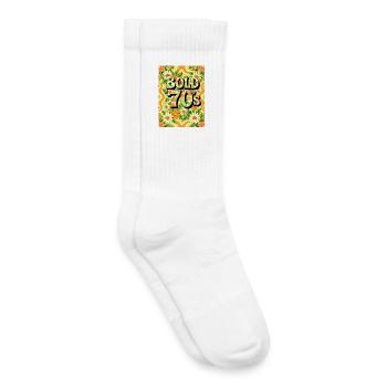 Texte des années 70 en gras entouré de fleurs - Chaussettes de tennis bio enfant - blanc - Droite