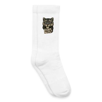 Leopard mit Schild Miau Sign - Kinder Tennissocken - Weiß - Rechts