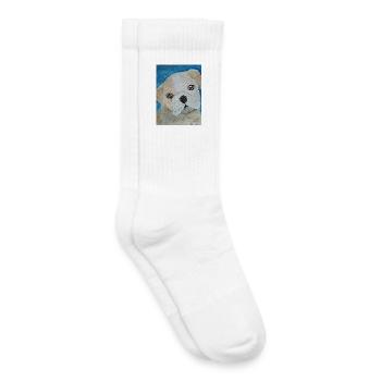 Bulldog, Watercolor, Puppy - Kids Tennis Socks - white - Right