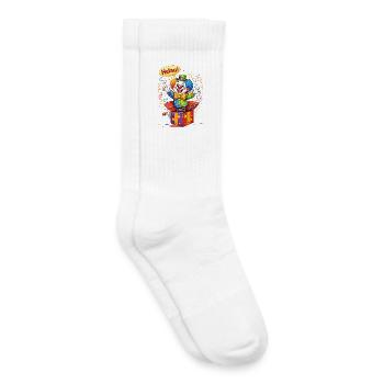Clown drôle dit HELAU – Motif de carnaval - Chaussettes de tennis bio enfant - blanc - Droite