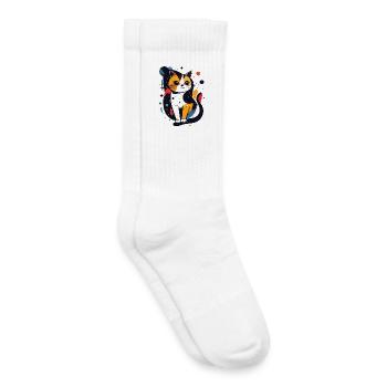Pop Art Cat Cosmos Digital Art Motif - Kids Tennis Socks - white - Right
