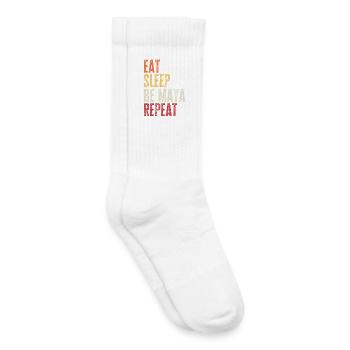 Mange, dors Be Maya, Répète Nom rétro - Chaussettes de tennis bio enfant - blanc - Droite