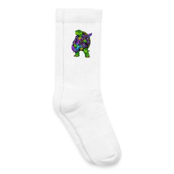 Schildkröte mit Jacke und Neon E-Gitarre - Kinder Tennissocken - Weiß - Rechts