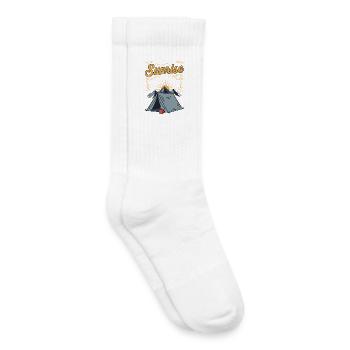 Camping Montagne Cafe Humour Citation Sunrise View - Chaussettes de tennis bio enfant - blanc - Droite