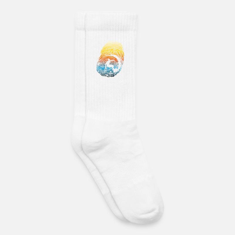 Empreinte digitale des vagues arc-en-ciel au coucher de soleil - Chaussettes de tennis bio enfant - blanc