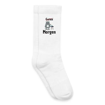 KEIN GUTEN MORGEN – MÜDE KATZE! KAFFEE, KEINE LUST - Kinder Tennissocken - Weiß - Rechts