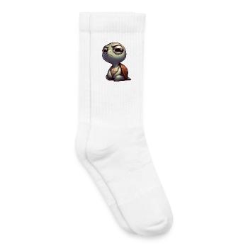 Funny cute skeptical cartoon turtle - Kids Tennis Socks - white - Right