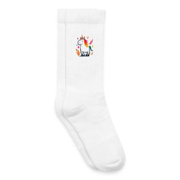 Licorne pastel avec crinière arc-en-ciel - Chaussettes de tennis bio enfant - blanc - Droite