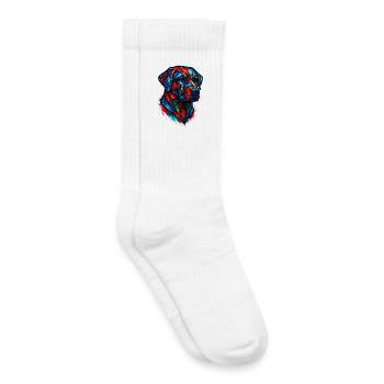Colorful stained glass labrador retriever portrait pop - Kids Tennis Socks - white - Right