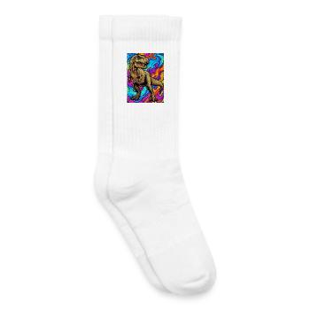dinosaure - Chaussettes de tennis bio enfant - blanc - Droite