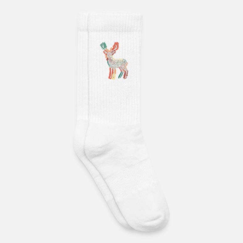 Zentangle Roebuck - Kids Tennis Socks - white