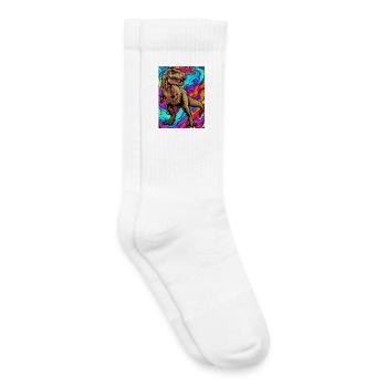 dinosaure - Chaussettes de tennis bio enfant - blanc - Droite