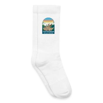 Illustration artistique de voyage à Nottingham Skyline UK - Chaussettes de tennis bio enfant - blanc - Droite
