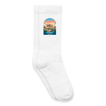 Athens Greece Vintage Travel Poster Art - Kids Tennis Socks - white - Right