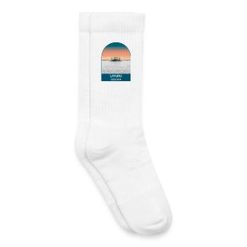 Salar de Uyuni Bolivia Salt Flats Travel Poster - Kids Tennis Socks - white - Right
