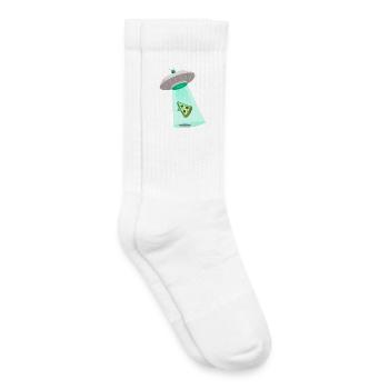 Dessin animé drôle d’extraterrestre OVNI Pizza - Chaussettes de tennis bio enfant - blanc - Droite