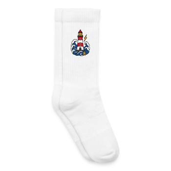 Phare marin et vagues style tattoo - Chaussettes de tennis bio enfant - blanc - Droite