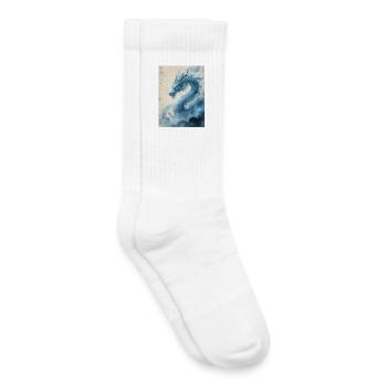 Le Premier Souffle : Dragon Bleu – Renouveau - Chaussettes de tennis bio enfant - blanc - Droite