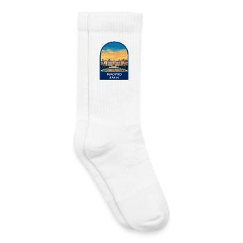 Madrid, Spanien Königspalast Retro Sonnenuntergang Reise-Badg - Kinder Tennissocken - Weiß - Rechts