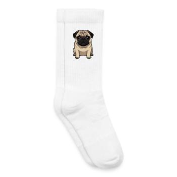 Mops Hunde Shirt Geschenk Geburtstag - Kinder Tennissocken - Weiß - Rechts