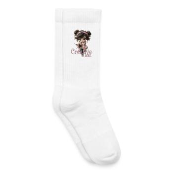 Cute Girl Creative Soul Sketchpad - Kids Tennis Socks - white - Right
