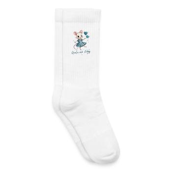 Dancing Mouse with Heart Balloons - Kids Tennis Socks - white - Right