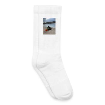 Une chaussure au bord avec une fleur - Chaussettes de tennis bio enfant - blanc - Droite