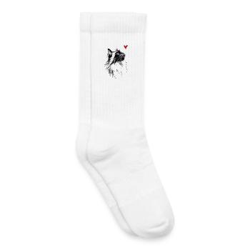 Cadeau de chat en forme d’aquarelle en forme de cœur pour chat - Chaussettes de tennis bio enfant - blanc - Droite