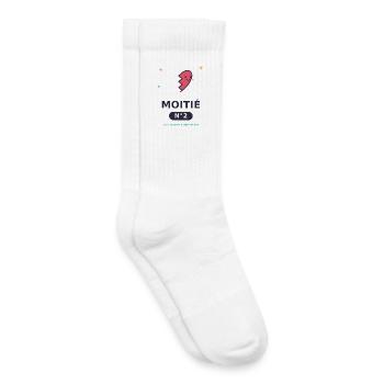 Moitié Nº2 Cœur Esquissé Rigolo - Chaussettes de tennis bio enfant - blanc - Droite