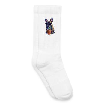 Coole Französische Bulldogge mit Kaffee - Kinder Tennissocken - Weiß - Rechts