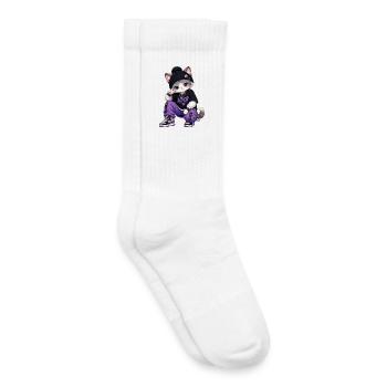 K-Pop-Katze im lila Hoodie - Kinder Tennissocken - Weiß - Rechts