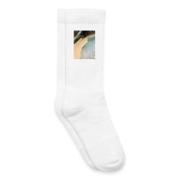 Tropical beach with colorful flags - Kids Tennis Socks - white - Right