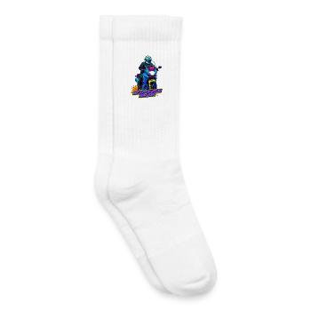 Synthwave Racer Neon Motorcycle - Kids Tennis Socks - white - Right