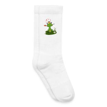 Charmante grenouille avec couronne et cœur - Chaussettes de tennis bio enfant - blanc - Droite