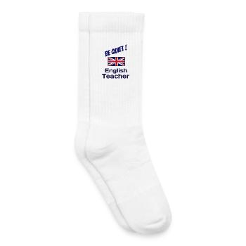 Idée cadeau prof d'anglais - Chaussettes de tennis bio enfant - blanc - Droite