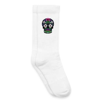 Floraler Zuckerschädel | Mexikanischer Tag der Toten - Kinder Tennissocken - Weiß - Rechts