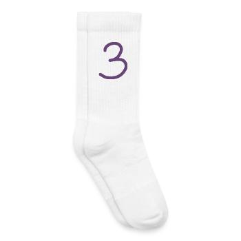 3 Nummer drei Zahl violett Geburtstag - Kinder Tennissocken - Weiß - Rechts
