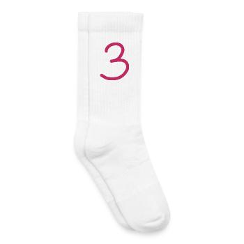 3 Nummer drei Zahl Geburtstag - Kinder Tennissocken - Weiß - Rechts