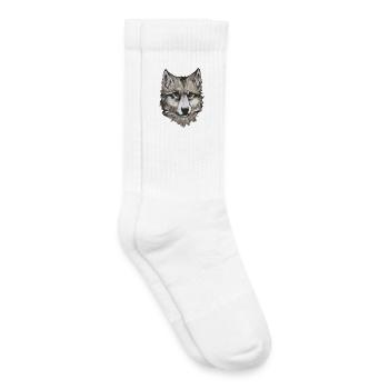 Wolf Portrait – realistische Tier Illustration - Kinder Tennissocken - Weiß - Rechts