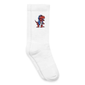 Dino in Hoodie with Cool Look - Kids Tennis Socks - white - Right