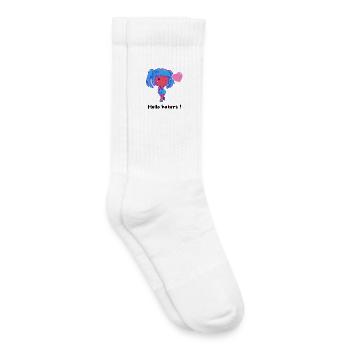 Chibi Fille Bleue Coeur - Chaussettes de tennis bio enfant - blanc - Droite