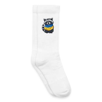 Niedlicher Waschbär mit Ukraine Halstuch - Kinder Tennissocken - Weiß - Rechts