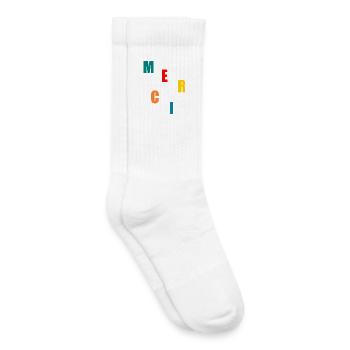 MERCI. MAÎTRESSE. MAÎTRE. MERCI MAÎTRESSE - Chaussettes de tennis bio enfant - blanc - Droite