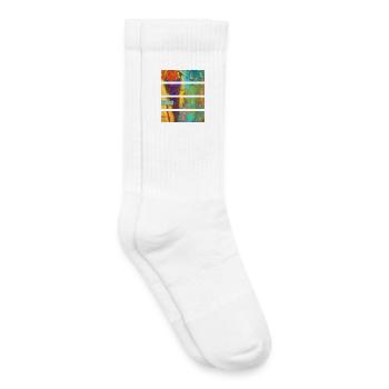 Composition florale abstraite vibrante - Chaussettes de tennis bio enfant - blanc - Droite