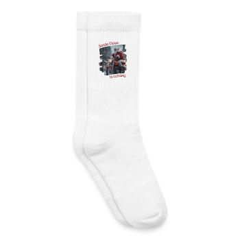 Santa Claus is coming - Weihnachtsmann Motorrad - Kinder Tennissocken - Weiß - Rechts