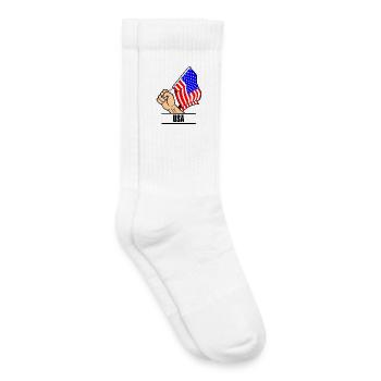 Flag USA fist text USA - Kids Tennis Socks - white - Right